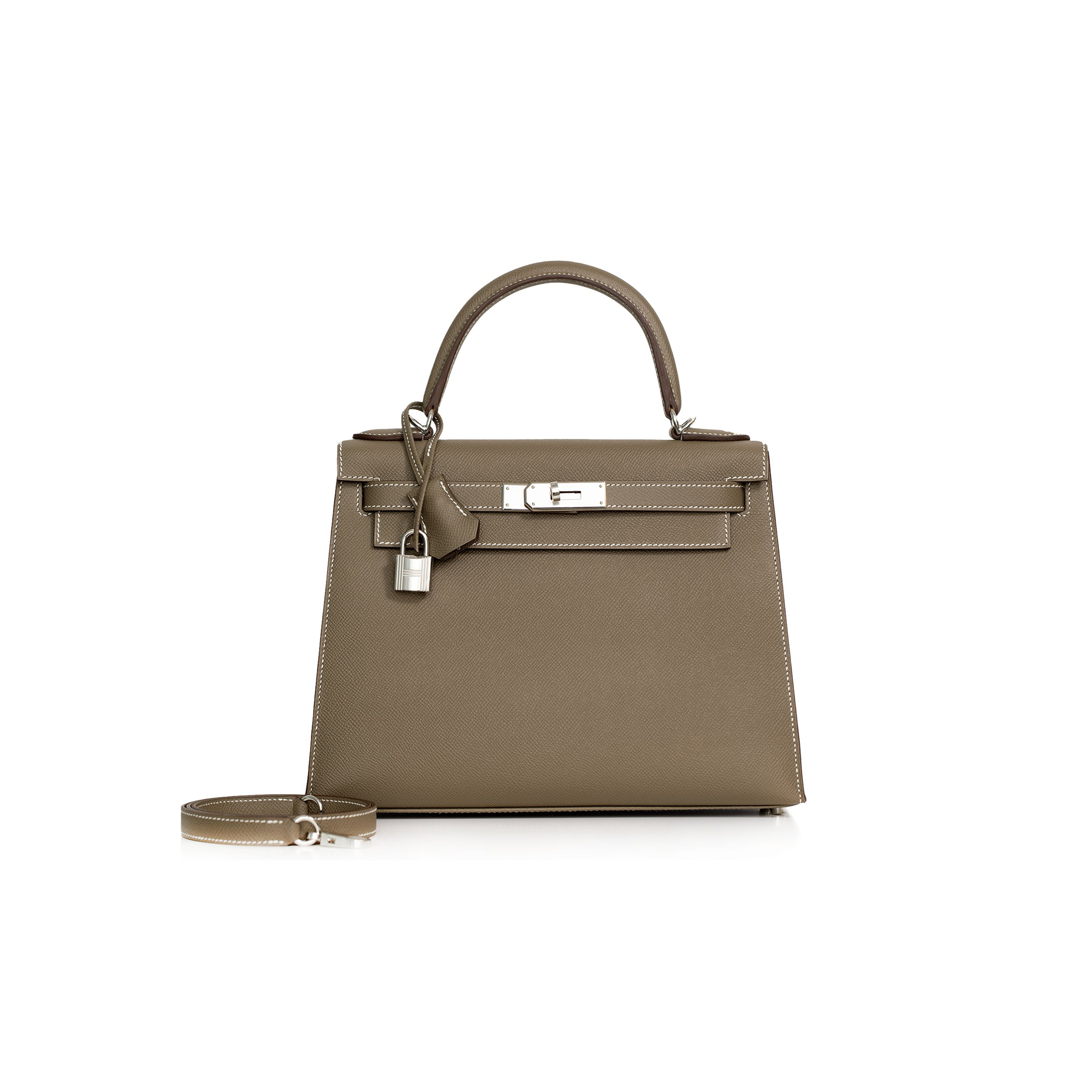 HERMÈS ETOUPE EPSOM KELLY 28 PALLADIUM HARDWARE (28*22*10cm)